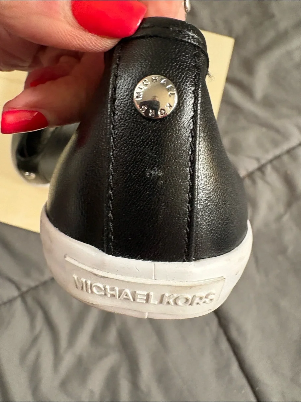 Michael Kors Black Leather Ballet Flats with Gold Insole Plate